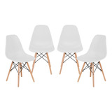 Set De 4 Sillas Eames Modernas Minimalistas De Comedor Onof Color Del Asiento Blanco