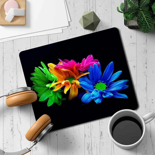 Mouse Pad Flores De Colores No Full