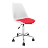 Silla Oficina Escritorio Operativa Pc Tulip Newmo Color Blanco Asiento Rojo