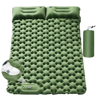Colchón Inflable Matrimonial Acampar Found Cama Inflable Portátil Guardado Compacto Fácil Usar Inflado Rápido Con El Pie Colchón Ideal Acampar Exterior Y Jardín Camping Mat 2 Plazas Verde