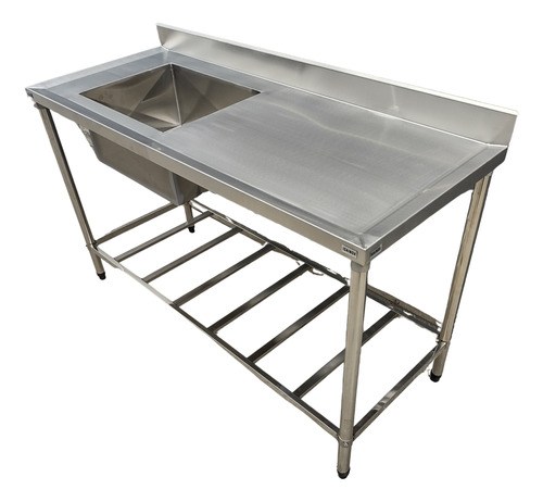 Pia Inox Industrial 170x60 Cuba Esquerda Base Gradeada