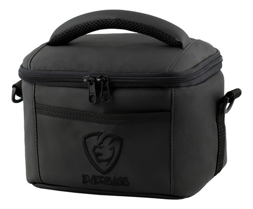 Bolsa Mochila Térmica Fitness Frasqueira Marmita Academia Treino Dieta Pequena Lancheira Luxo Passeio Everbags Preto