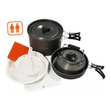 Marmita 2 Personas Mochilero Camping Set Cocina 10pz Broksol