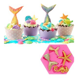 Molde Silicona Fondo Mar Cola Sirena Cupcakes Choco Fondant