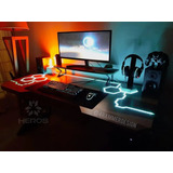 Escritorio Gamer Con Luces Rgb Diseño Exclusivo Madera