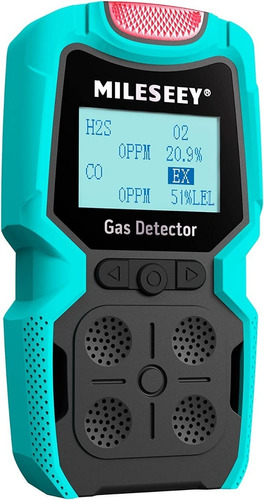 Detector 4 Gases Multigas Coreel Co2 H2s O2 Lel Digital Lcd Color Celeste