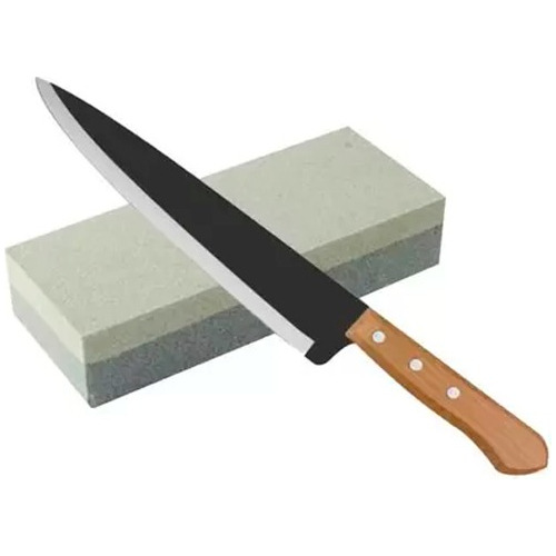 Pedra Para Afiar Amolar Faca Canivete Lamina Cozinha Dupla 