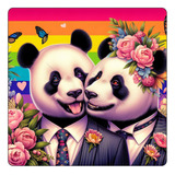 Mousepad Oso Panda Gay Orgullo Lgbt Flores Amor