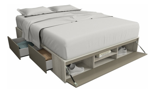 Box De Cama Cajonera + Zapatero Base Somier 1,60 Mts. + + +