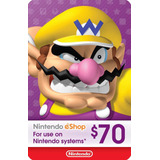 Tarjeta Nintendo Eshop Card Prepago 3ds Switch Us$70 Recarga