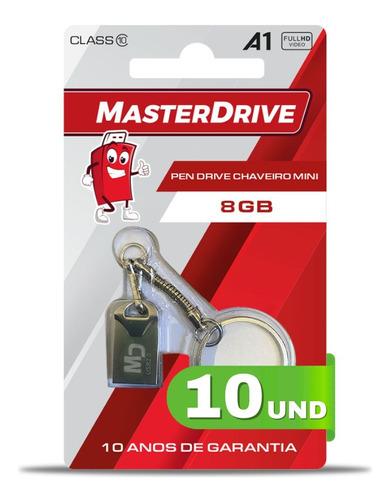 Kit 10 Mini Pendrive 8gb Atacado Masterdrive Original