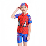 Trajes De Baño 3pzs Bañador Spiderman Para Niños Ropa Playa