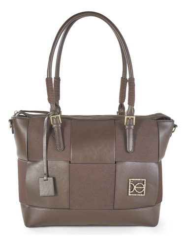 Bolsa Satchel Cloe Para Mujer Grande Look Tejido Color Marrón