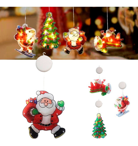 Luces Navidad Led Adorno Deco Papa Noel Arbol Colgante Pila Luces Cálida