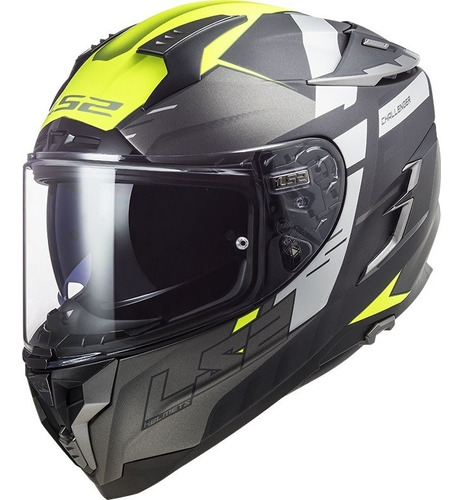 Casco Integral Ls2 Ff327 Challenger Allert Titanio/amarillo