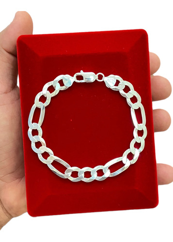 Pulseira Masculina 3x1 10mm Grossa Em Prata Italiana 925