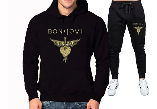 Conjunto Blusa De Frio E Calça Moletom Bon Jovi Cantor