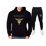 Conjunto Blusa De Frio E Calça Moletom Bon Jovi Cantor