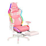 Silla Sillon Gamer Rosa Rgb Parlantes Bluetooth