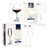 Set X6 Copa Champagne Strix + Set Copa Cristal X6 Vino Strix Color Transparente