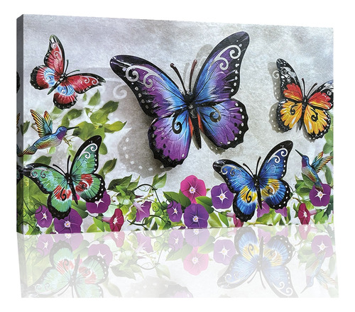 Cuadro Mariposas Decorativo Animales Colores Moderno Canvas