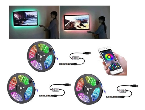 Cintas Led Rgb Usb - Luces Bluetooth Para Decoración De Amb