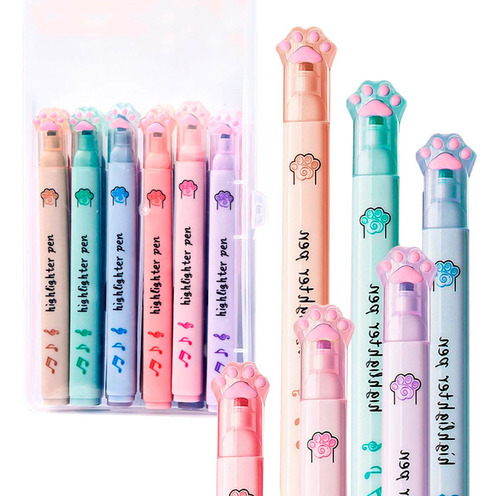 Marca De Texto Kawai Kitty - Color Note 6 Colores