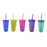 Vaso Magico Tapa Popote 10 Pzas Reusable Free Bpa 22oz