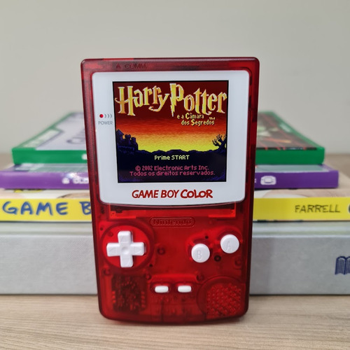 Game Boy Color Vermelho Translúcido Com Tela Ips