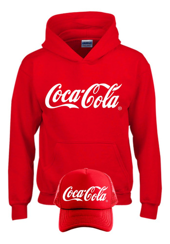 Buzo Coca-cola Capota, Hoodie Rojo Obsequio Gorra  