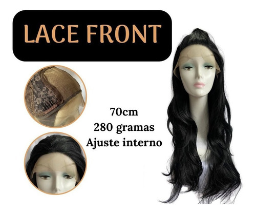 Peruca Lace Front Repartição Livre 70cm 300gr + Touca Brinde