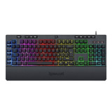 Teclado Gamer Redragon Shiva K512 Rgb Qwerty Inglês Us Cor Preto Com Luz Rgb