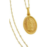 Spadafora Dije Virgen Y Cadena Oro 14k Italy Mama Mujer Niña