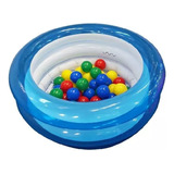 Pelotero Inflable 3 Anillos Infantil 50 Pelotas Int 1723 Color Azul