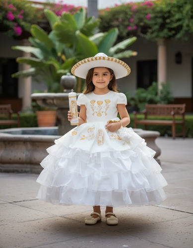Vestido Bautizo Niña Charra + Vela + Zapatos + Sombrero + Fa | Meses sin interés