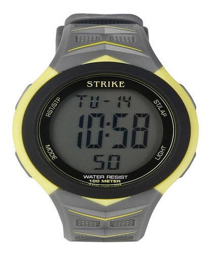 Reloj Strike Watch Yp-15678-05 Lime Hombre Deportivo Color De La Correa Gris Color Del Bisel Negro Color Del Fondo Gris