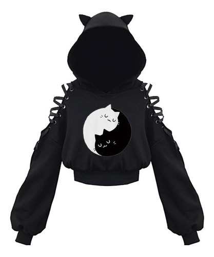 T Tops Sudadera Con Capucha Y Orejas De Gato Para Mujer, Cap