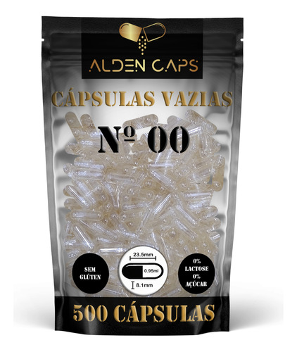 500 Cápsulas Vazias De Gelatina Incolor Nº 00 (1000mg)