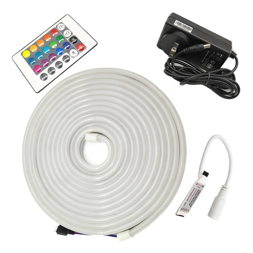 Manguera Tira Led Rgb Neón Flex 5m 12v C/ Control Y Cargador