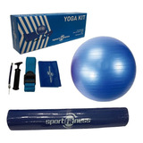 Kit Pilates Yoga Sportfitness Balon Colchoneta Terapias Gym Color Azul
