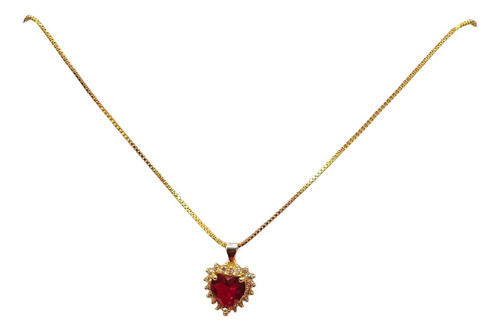 Collar Con Dije De Corazón, Laminado En Oro, Piedra Swarovsk