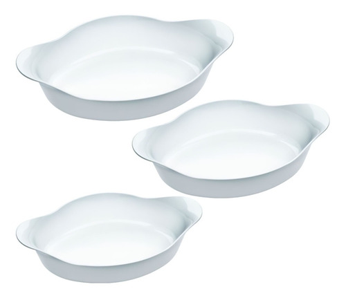 Kit Travessa Tipo Porcelana Nadir Oval 3 Pçs Opaline Marinex