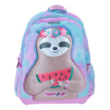 Mochila Grande Chenson Perezoso Peluche Happy Girl Loty Color Lila