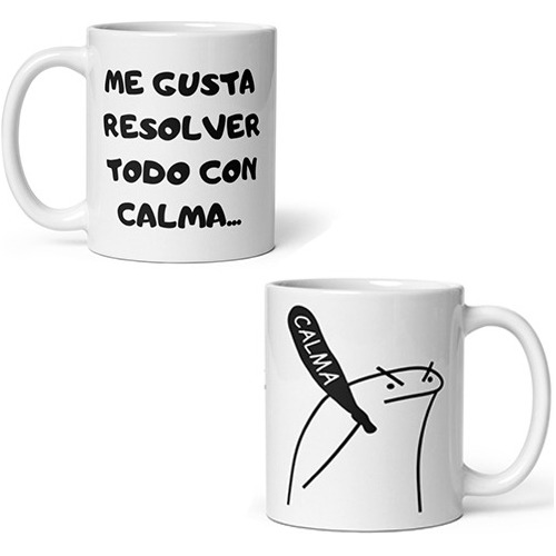 Taza De Cafe Ceramica Meme Flork Resolver Todo Con Calma