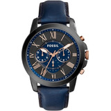 Reloj Fossil Grant Blue Fs5061ie Correa Cuero Azul Formal