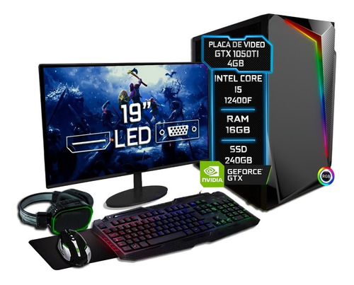 Pc Gamer Completo I5 12400f 16gb Gtx 1050ti 4gb Ssd 240gb