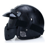 Chopper Casco Abierto Moto Poligonious Negro