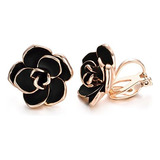 Yoursfs Pendientes De Clip Negros Para Mujer, Chapados En Or