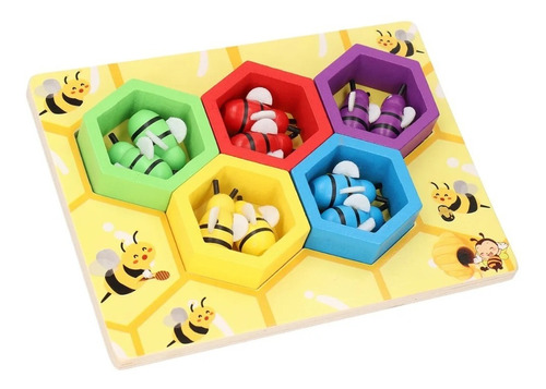 Juego Abejas + Colmena De Madera Montessori Cognitivo Niños