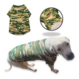 Camiseta Pet Proteção Uv Camuflada Verde Para Cachorro Gato